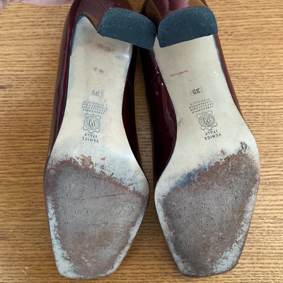 Simard square toed wine patent genuine leather high heels 👠. Made in Italy. 39 - Picture 5 of 14